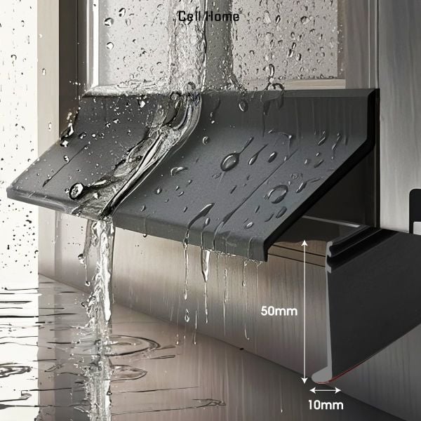 Thanh chắn nước cửa sổ chống thấm nước mưa, tấm chắn cao su kèm keo dán thoát nước bệ cửa