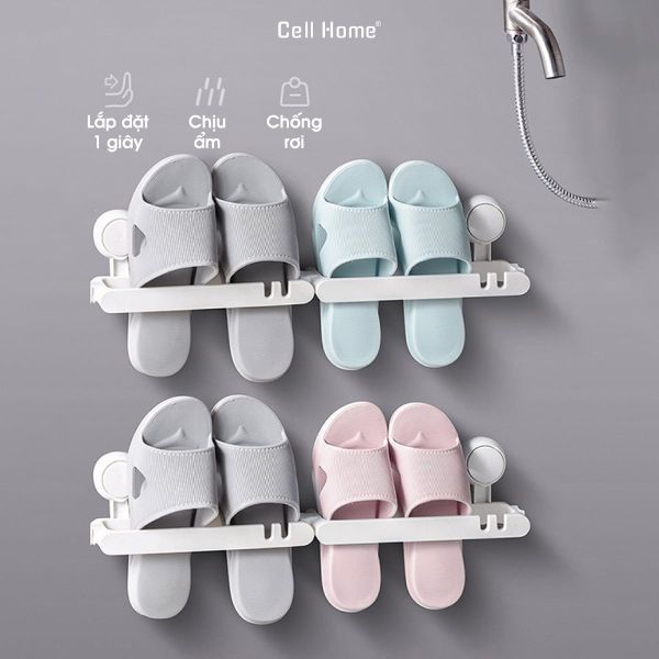 Kệ treo giá để dép nhà tắm, nhà vệ sinh, phòng khách hít tường không đục lỗ không dán keo dễ dàng di chuyển
