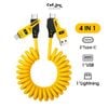 Cáp sạc nhanh lò xo 4 IN 1 Cell Joy công suất 65W dùng cho xe oto