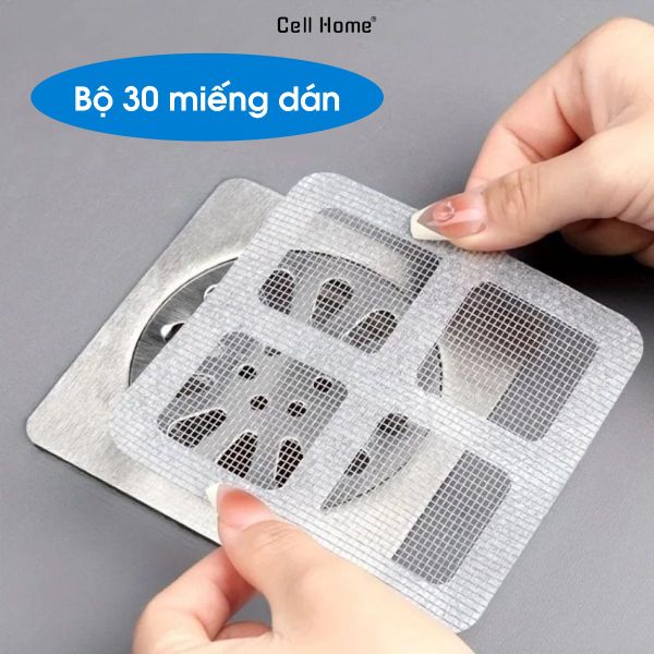 Miếng dán lọc tóc cho cống thoát nước nhà tắm chống tắc nghẽn ngăn côn trùng màng lọc chặn rác (bộ 30 miếng)