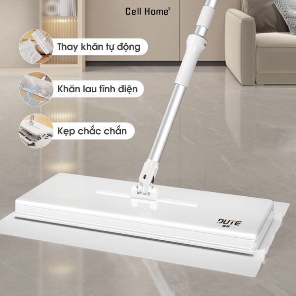 Cây lau nhà kẹp khăn giấy tự động thay thế khăn giấy lau bụi tĩnh điện không cần giặt