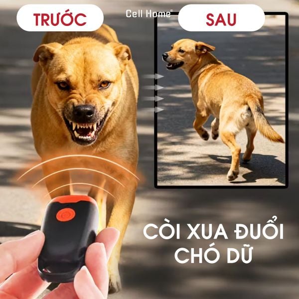 Còi xua đuổi chó bằng sóng siêu âm nhỏ gọn mini cầm tay sạc Type-C tiện lợi