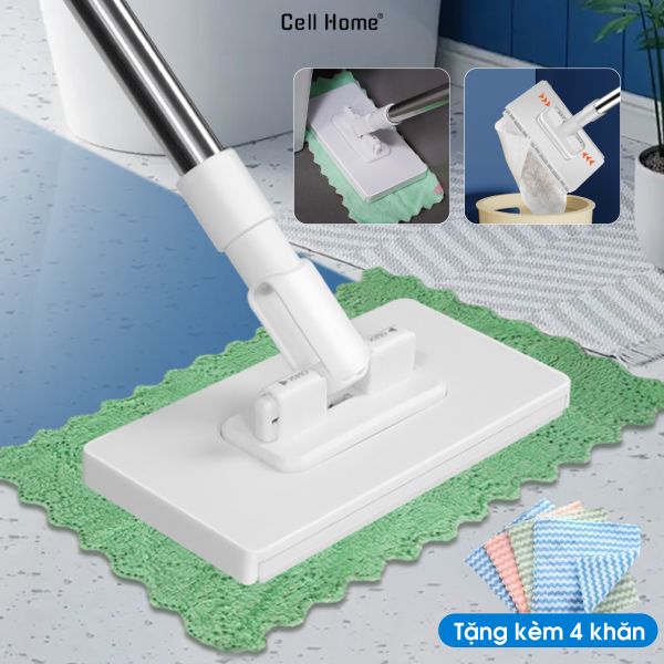 Cây lau nhà Mini Mop kẹp khăn giấy ướt dùng một lần không cần giặt giẻ siêu tiện lợi
