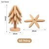 Miếng lót nồi cách nhiệt đế gỗ lót chảo, bát cao cấp chống nóng xước mặt bàn ăn xếp trồng hình cây thông trang trí nhà bếp (bộ 4 miếng)