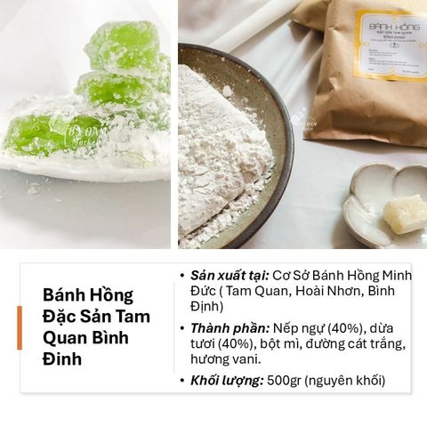 Combo Bánh Hồng Tam Quan 500gr (trắng) & Bánh Khoai Mì Nướng Tam Quan 400gr
