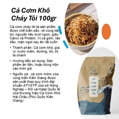 Cá Cơm Mờm Sữa Khô Sấy Cháy Tỏi 100gr