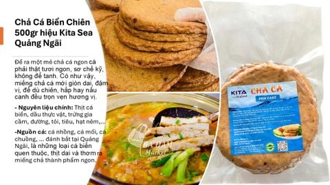 1kg Chả Cá Biển (Cá nhồng, cá hố, cá chuồn, cá mối,...) Chiên Sẵn, hiệu Kitasea Quảng Ngãi
