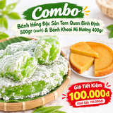 Combo Bánh Hồng Tam Quan 500gr (xanh) & Bánh Khoai Mì Nướng Tam Quan 400gr