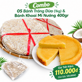 Combo 5 Bánh Tráng Dừa 1kg & Bánh Khoai Mì Nướng Tam Quan Bình Định 400gr