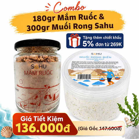 Combo 180gr Mắm Ruốc & 300gr Muối Rong Sahu - Quảng Ngãi
