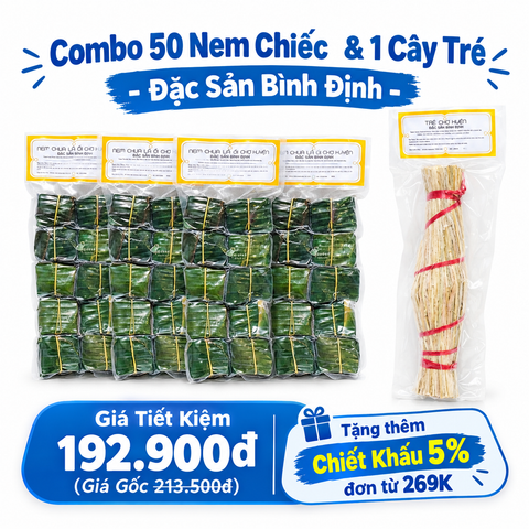 Combo 50 Nem Chua Lá Ôi & 1 Cây Tré - Đặc Sản Bình Định