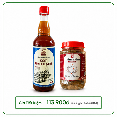 Combo 1 Chai Nước Mắm Cốt Hảo Hạng 500ml & 1 Hũ Mắm Cá Cơm 500gr - Mười Quý