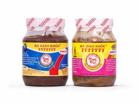 Combo 1 Hũ Mắm Cá Linh Nguyên Con 500gr & 1 Hũ Mắm Ruốc 500gr (Bà Giáo Khoẻ 7777777)