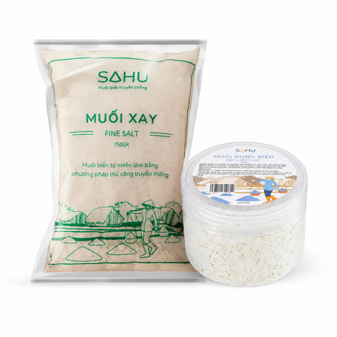 Combo 01 Muối Xay 750gr & 1 Muối Rong 300gr - Sahu Quảng Ngãi