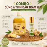 Combo 01 Chai Cốt Gừng Tràm Trà Muối Epsom 550ml & 01 Thanh Lăn Tinh Dầu Tràm Huế 100% Nguyên Chất 10ml (Nanosalt Nghệ An)