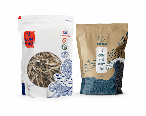 Combo 01 Túi Khô Cá Cơm Phile 250gr & 01 Túi Khô Cá Cơm Cháy Tỏi 100gr (Hải Châu - Kiên Giang)