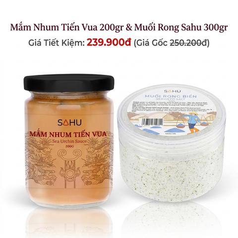 Combo 01 Hũ Mắm Nhum 200gr & 1 Hũ Muối Rong 300gr - Sahu Quảng Ngãi