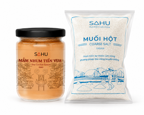 Combo 01 Hũ Mắm Nhum 200gr & 1 Túi Muối Hột 1kg - Sahu Quảng Ngãi