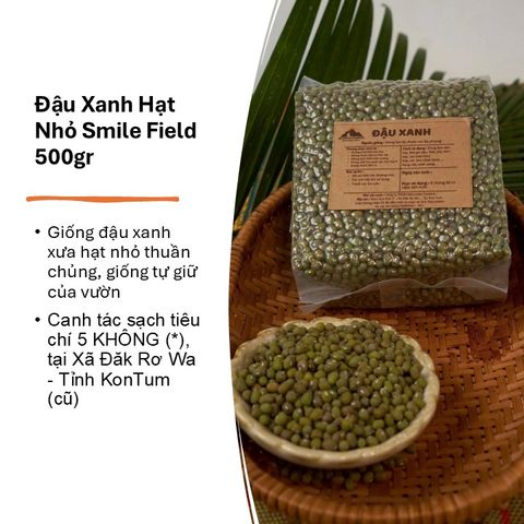 Smile Farm Kontum - Đậu Xanh Nguyên Hạt 500gr, Canh Tác Thuần Tự Nhiên