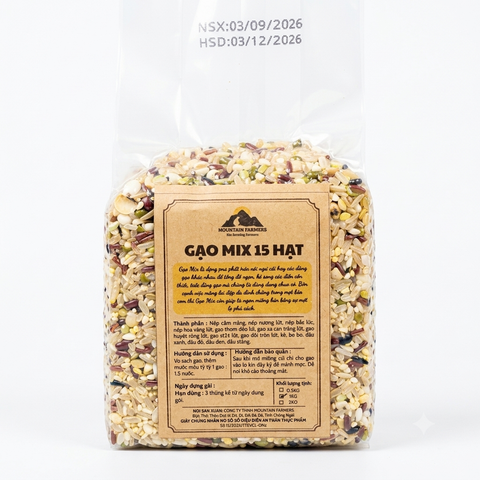 Smile Farm KonTum - Gạo Hỗn Hợp 15 Loại Hạt và Ngũ Cốc (500gr), Canh tác thuần tự nhiên