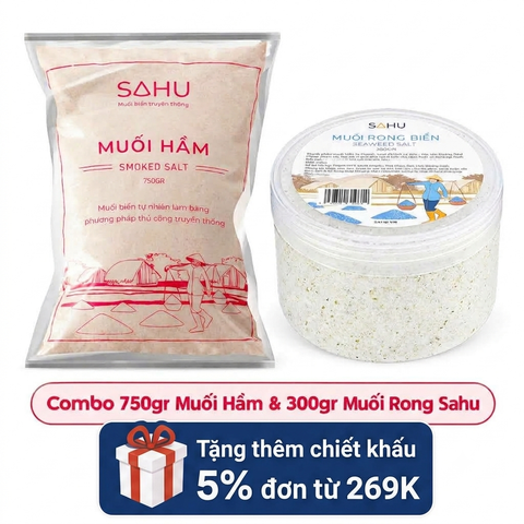 Combo 750gr Muối Hầm & 300gr Muối Rong Sahu (Quảng Ngãi)