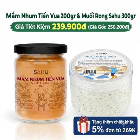 Combo 01 Hũ Mắm Nhum 200gr & 1 Hũ Muối Rong 300gr - Sahu Quảng Ngãi