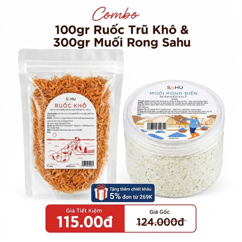 Combo 01 Ruốc Khô 100gr & 01 Muối Rong 300gr - Sahu Quảng Ngãi