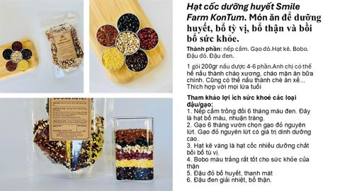 Smile Farm KonTum - Hạt Cốc Dưỡng Huyết (nếp cẩm, Gạo đỏ, Hạt kê, Bobo, Đậu đỏ, Đậu đen) 200gr
