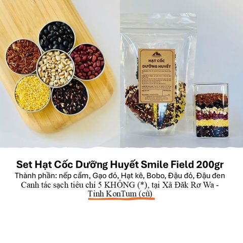 Combo 02 Set Hạt Cốc Dưỡng Huyết 200g x 2 - Smile Filed Kontum