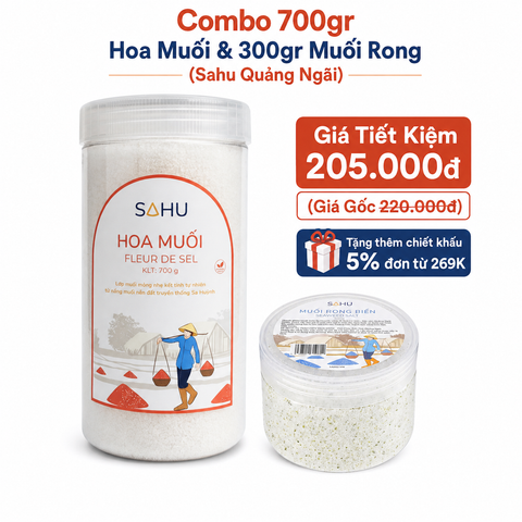 Combo 700gr Hoa Muối & 300gr Muối Rong - Sahu Quảng Ngãi