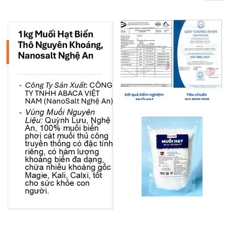 Muối Hột Biển - Muối Sạch Phơi Cát Truyền Thống Quỳnh Lưu, NanoSalt Nghệ An (1kg)