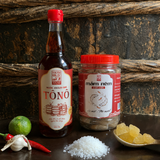 Combo 01 Chai Nước Mắm Cốt Nhỉ TôNô (5% đường phèn) 500ml & 1 Hũ Mắm Cá Cơm Còn Con 500gr (Mười Quý - Quảng Ngãi)