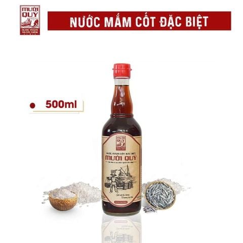 Nước Mắm Cốt Đặc Biệt Độ Đạm Tự Nhiên 100% (ủ 2 năm), OCOP 4 SAO, HIỆU MƯỜI QUÝ 500ML - CHAI THUỶ TINH