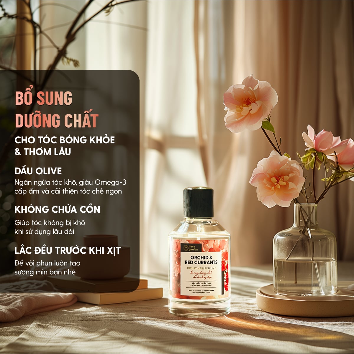 Xịt Thơm Tóc, Nước Hoa Tóc Cao Cấp Bổ Sung Dưỡng Tóc 100mL HENY GARDEN