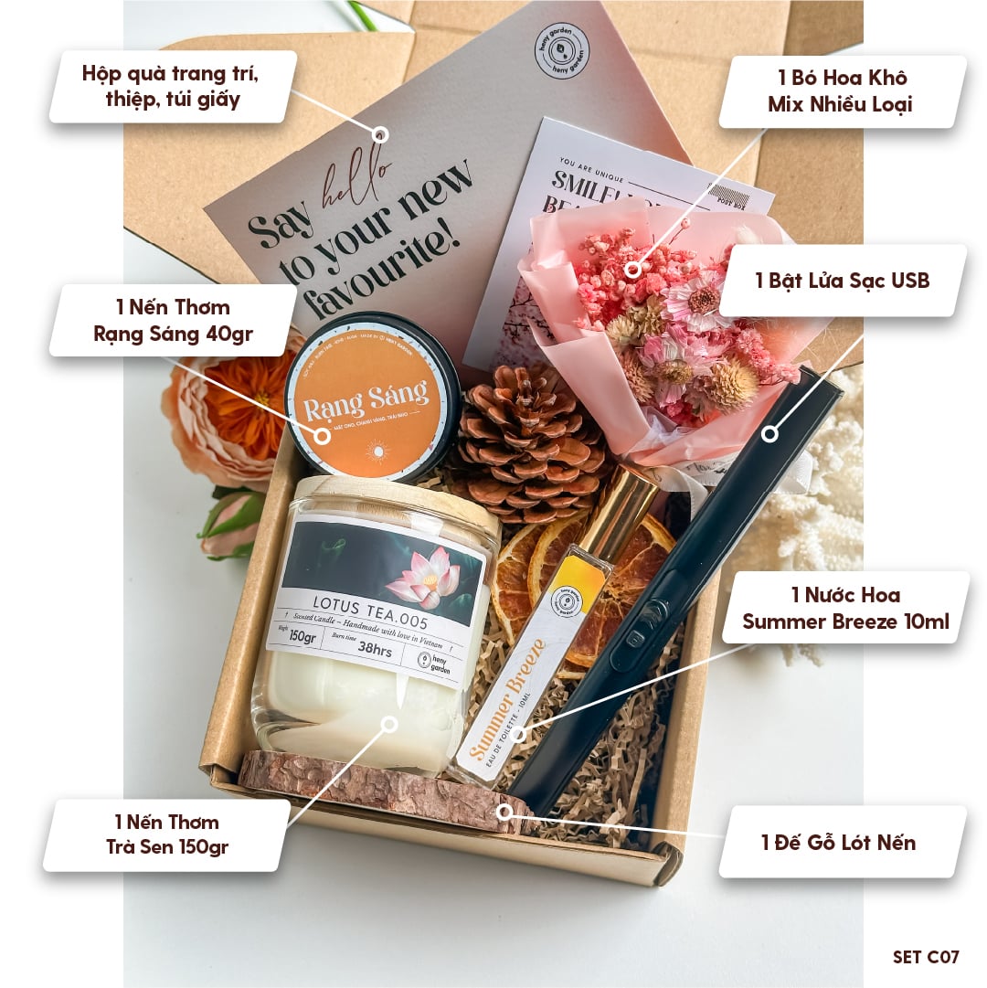 Set Quà Tặng Sinh Nhật Bạn Nữ, Bạn Trai Nến Thơm Chill & Relax HENY GARDEN
