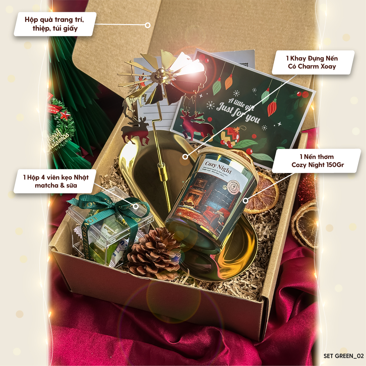 Set Quà Tặng Noel Giáng Sinh Nến Thơm Heny Garden (Green Xmas Collection)