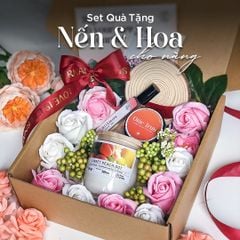 Set Quà Tặng 8/3 Valentine 14/2 Nến Thơm và Hoa Hồng HENY GARDEN