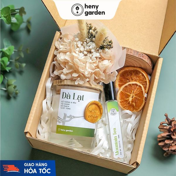 Set Quà Tặng 20/11 Tặng Thầy Cô - Sinh Nhật Bạn Nữ, Bạn Trai Nến Thơm Đất Việt Heny Garden