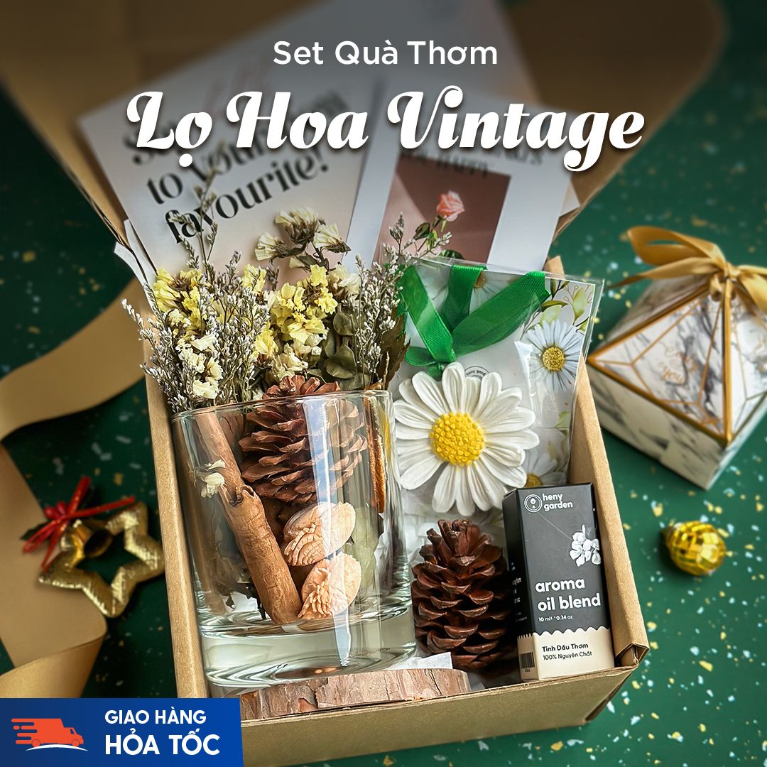Set Quà Tặng Sinh Nhật Bộ Khuếch Tán Hoa Khô Thơm Phòng Vintage HENY GARDEN
