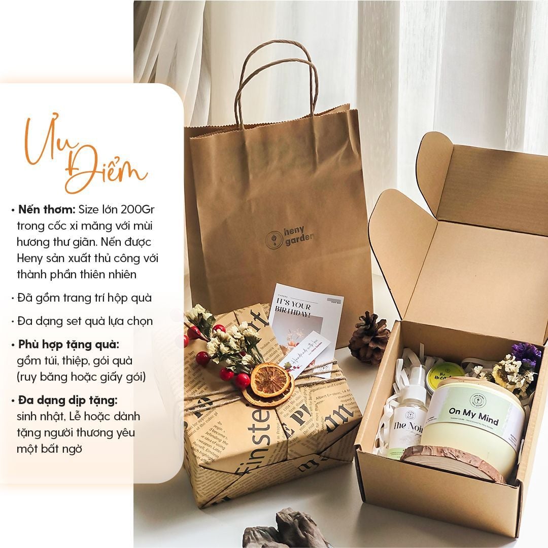 Set Quà Tặng Noel Giáng Sinh - Sinh Nhật Bạn Nữ, Bạn Trai Nến Thơm INTO YOU Heny Garden