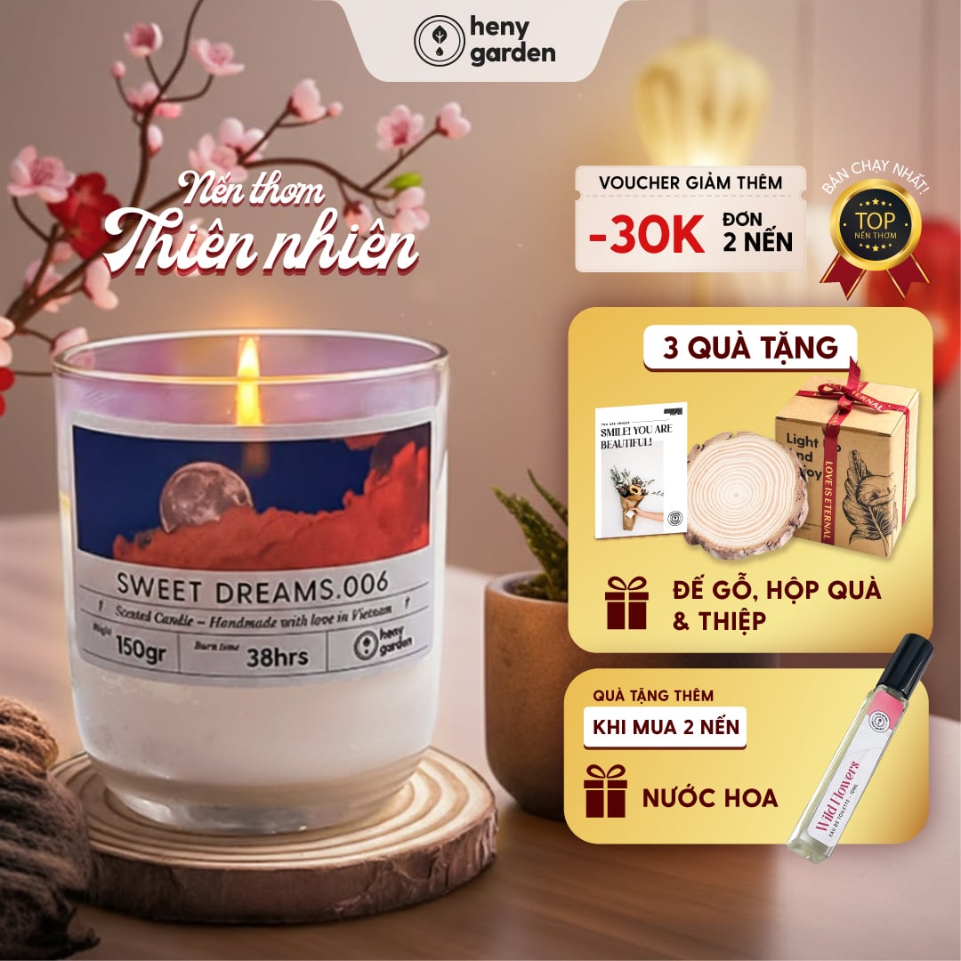 [Quà Valentine 14/2] Nến Thơm Thư Giãn Làm Quà Tặng Chill & Mùi Hương Dễ Ngủ HENY GARDEN
