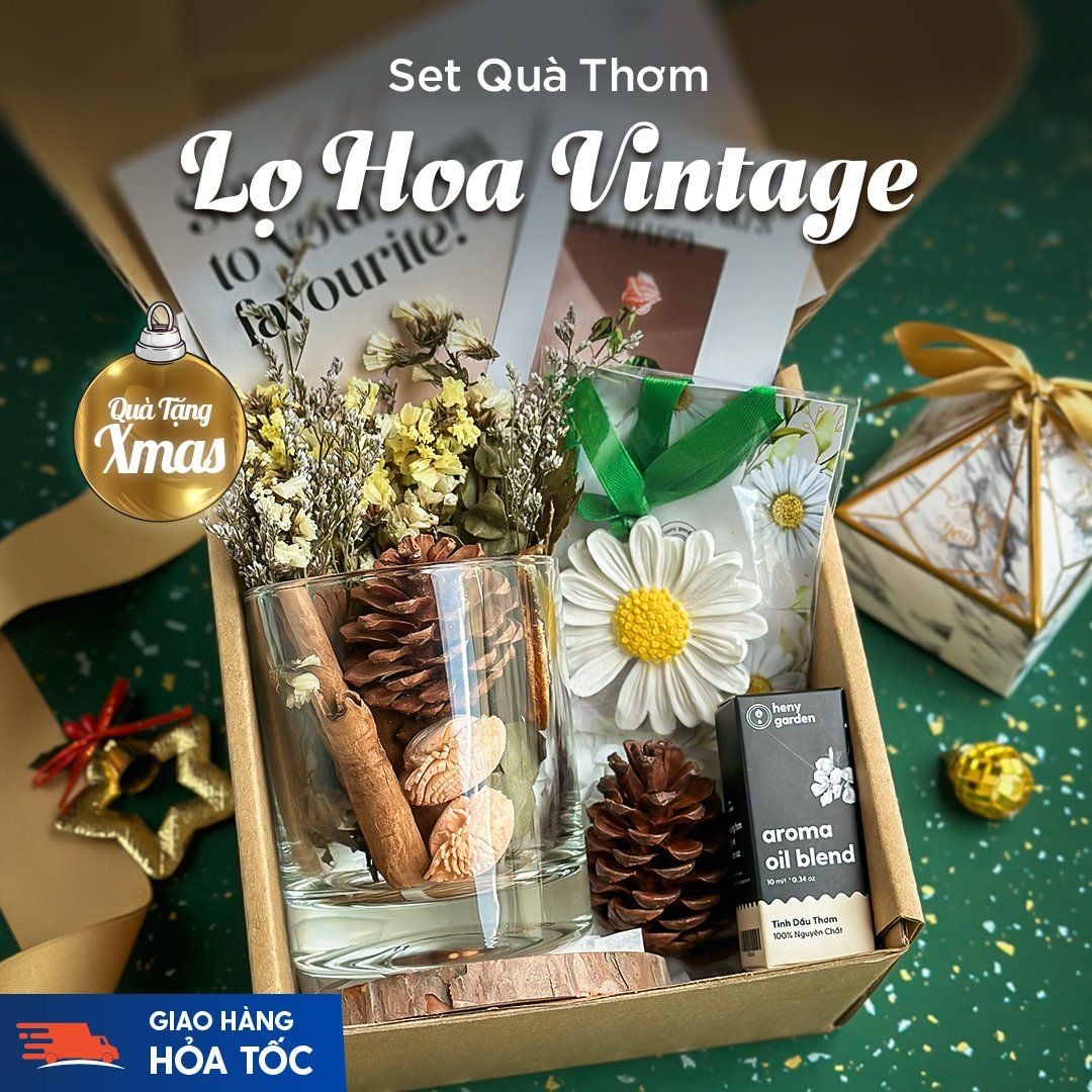 Set Quà Tặng Sinh Nhật Bộ Khuếch Tán Hoa Khô Thơm Phòng Vintage HENY GARDEN