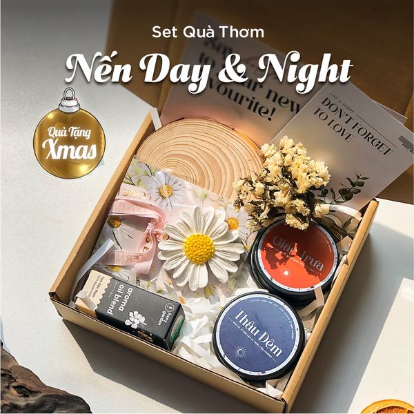 Set Quà Tặng Noel Giáng Sinh, Sinh Nhật Bạn Nữ, Bạn Trai Nến Thơm DAY & NIGHT Heny Garden