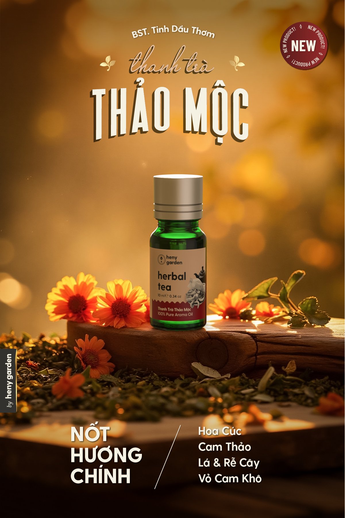 Tinh Dầu Thơm Phòng Phối Hương Trà Thảo Mộc (Herbal Tea) Xông Phòng HENY GARDEN