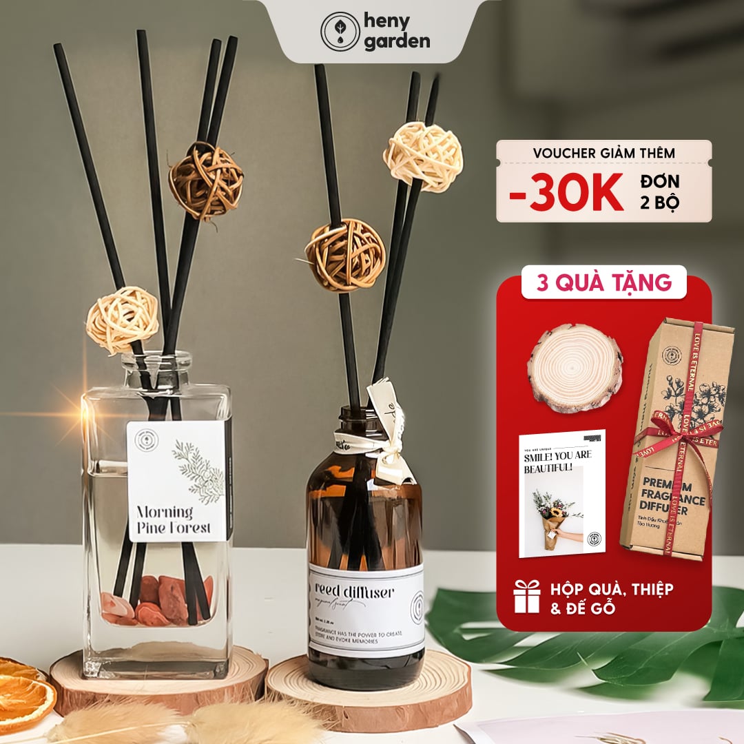 Bộ Tinh Dầu Khuếch Tán Thơm Phòng Cắm Que HENY GARDEN Thay Thế Máy Xông