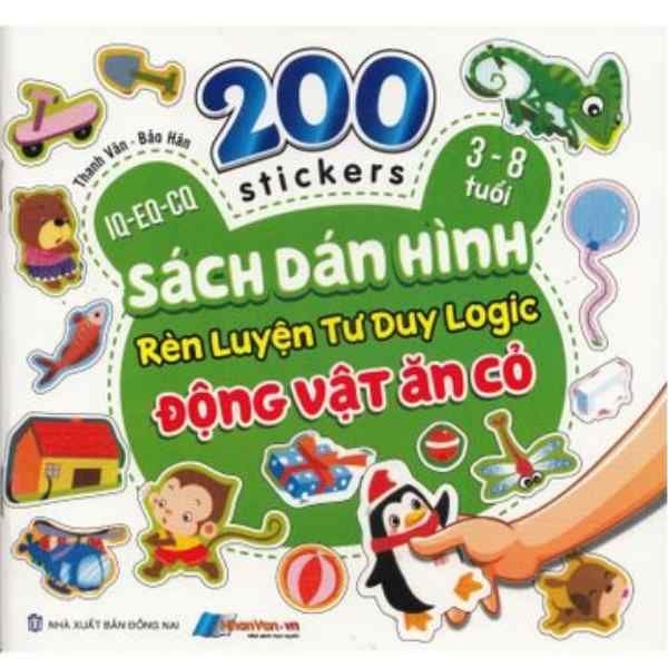200 Stickers - 3-8 Tuổi - Sách Dán Hình Rèn Luyện Tư Duy Logic - Động Vật Ăn Cỏ - nhanvan.vn