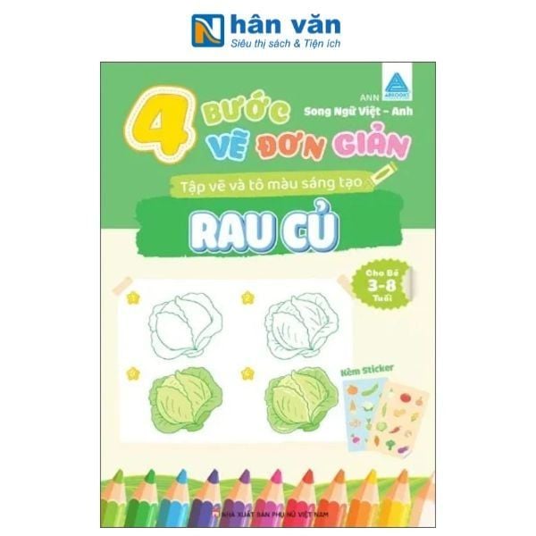 4 Bước Vẽ Đơn Giản - Tập Vẽ Và Tô Màu Sáng Tạo - Rau Củ - nhanvan.vn