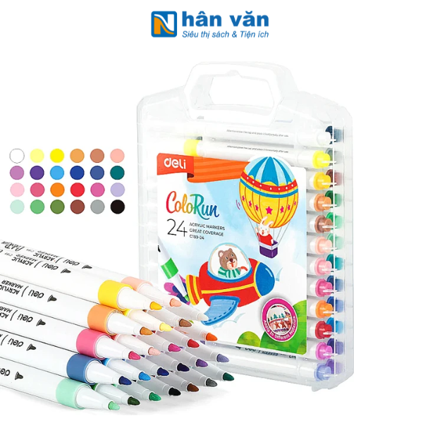  Hộp 24 Bút Marker Acrylic - Deli EC189-24 