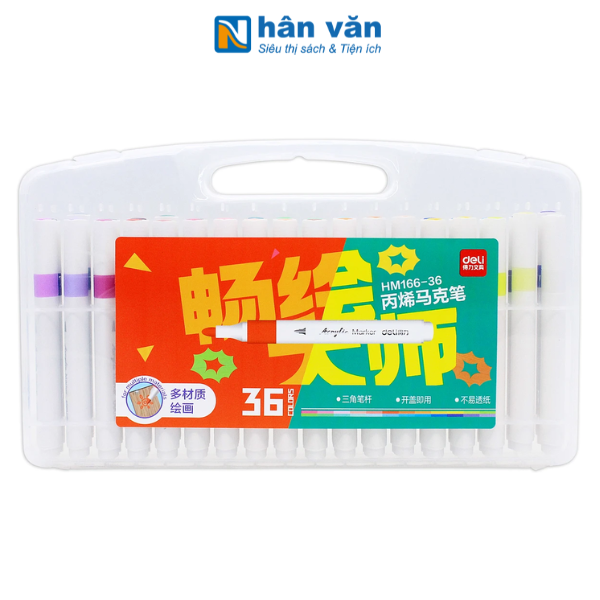 Hộp 36 Bút Màu Acrylic Marker - Deli HM166-36 - nhanvan.vn