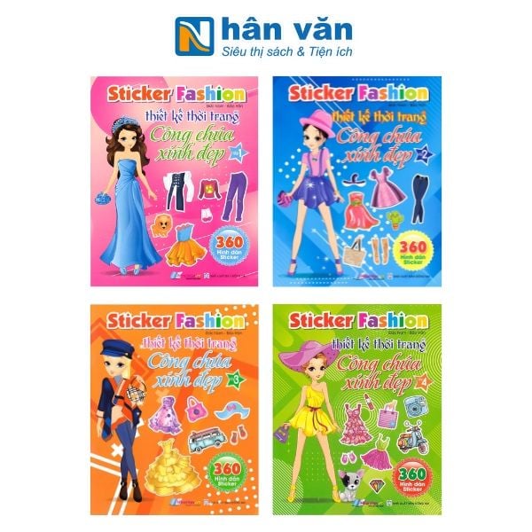Combo 4 Tập Sticker Fashion - Thiết Kế Thời Trang Công Chúa Xinh Đẹp - nhanvan.vn
